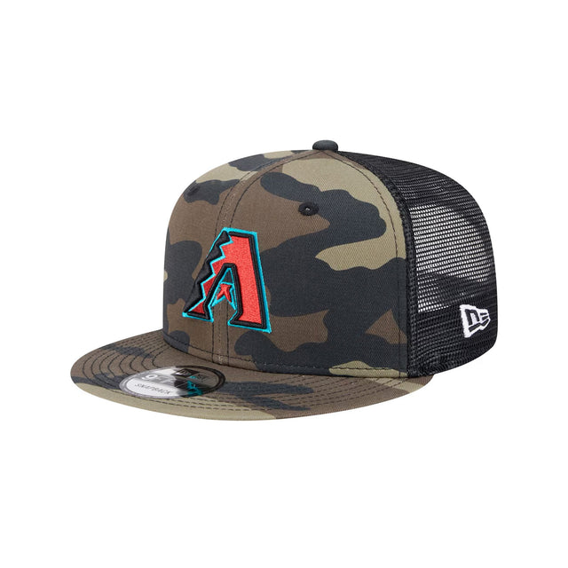 Arizona Diamondbacks Woodland Camo 9FIFTY Snapback Trucker Hat - New Era - 23012641003