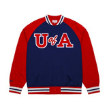 Arizona Wildcats Navy Blue and Red Satin Full - Snap Bomber Jacket - Mitchell & Ness - 22030460201