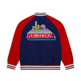 Arizona Wildcats Navy Blue and Red Satin Full - Snap Bomber Jacket - Mitchell & Ness - 22030460201