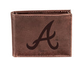 Atlanta Braves Bi-Fold Wallet Brown 100% Genuine Leather - EG Collective - 801946414735