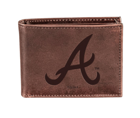 Atlanta Braves Bi-Fold Wallet Brown 100% Genuine Leather - EG Collective - 801946414735