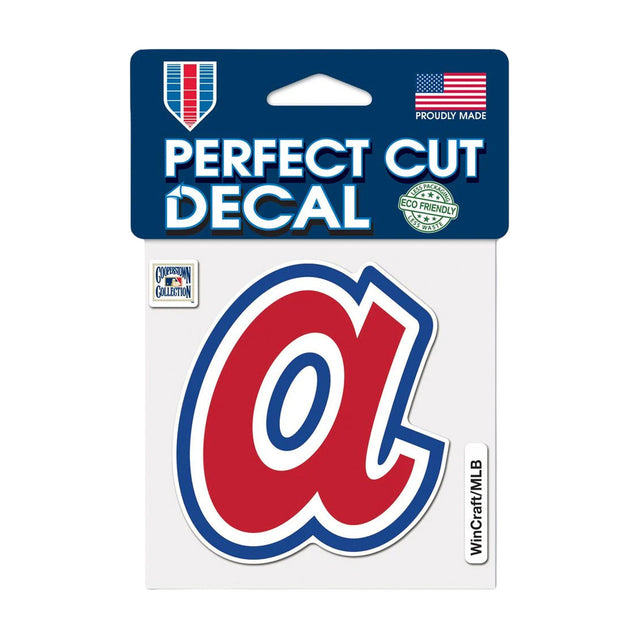 Atlanta Braves Cooperstown Collection Retro Lowercase A Logo 4x4 Perfect Cut Decal - Wincraft - 3210405