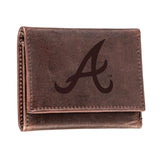 Atlanta Braves Tri-Fold Wallet Brown 100% Genuine Leather - EG Collective - 801946415930