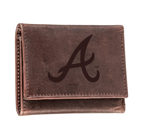 Atlanta Braves Tri-Fold Wallet Brown 100% Genuine Leather - EG Collective - 801946415930