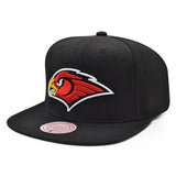 Atlanta Hawks Black Retro Bird Logo Snapback Hat - Mitchell & Ness - 