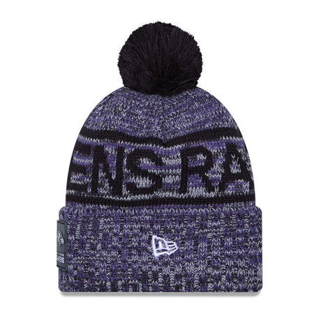 Baltimore Ravens Script Pom Cuffed Knit Beanie - New Era - 