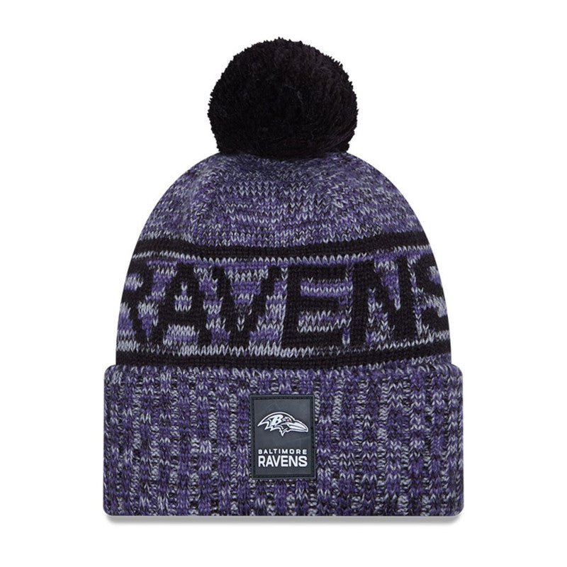 Baltimore Ravens Script Pom Cuffed Knit Beanie - New Era - 