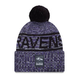 Baltimore Ravens Script Pom Cuffed Knit Beanie - New Era - 