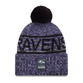 Baltimore Ravens Script Pom Cuffed Knit Beanie - New Era - 