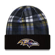 Baltimore Ravens Statement Purple & Yellow Plaid Cuffed Knit Beanie - New Era - 237012501