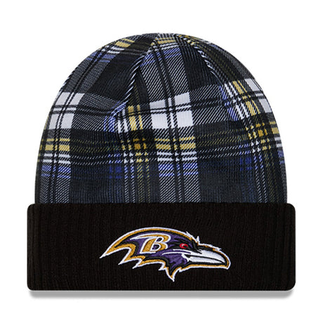 Baltimore Ravens Statement Purple & Yellow Plaid Cuffed Knit Beanie - New Era - 237012501