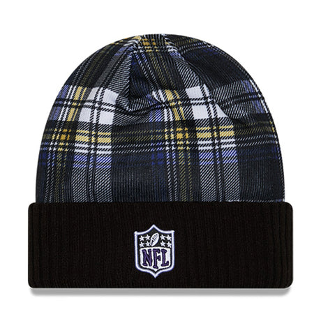Baltimore Ravens Statement Purple & Yellow Plaid Cuffed Knit Beanie - New Era - 237012501