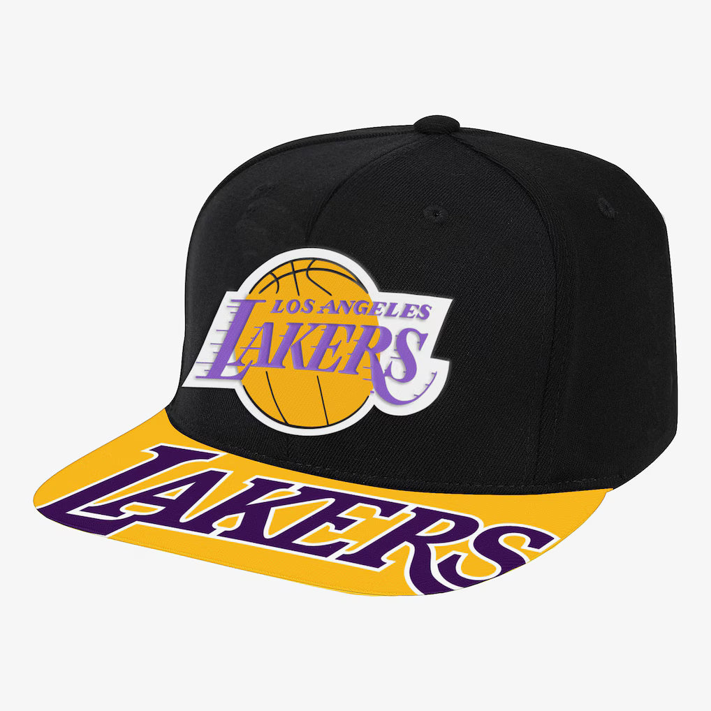 Los Angeles Lakers Black/Gold Wordmark Brim Snapback Hat