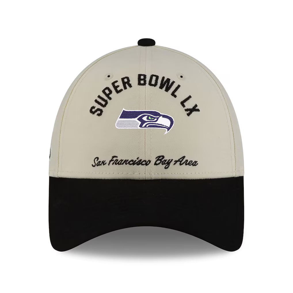 Seattle Seahawks Super Bowl LX Cream 9FORTY Stretch Snap Hat