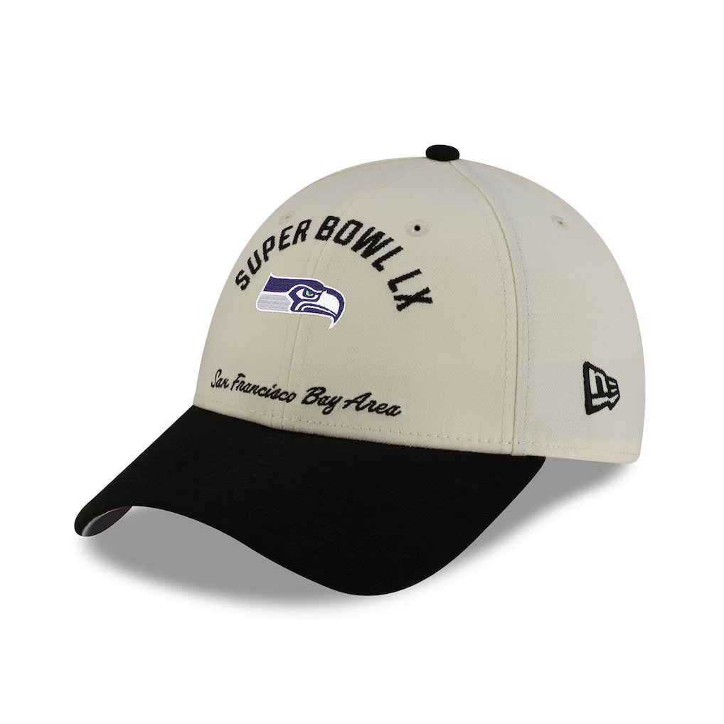 Seattle Seahawks Super Bowl LX Cream 9FORTY Stretch Snap Hat