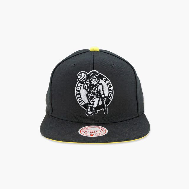 Boston Celtics Lightning Hook Black & Yellow Snapback Hat - Mitchell & Ness - 31002201
