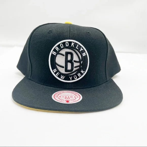 Brooklyn Nets Black/Yellow Snapback Hat - Mitchell & Ness - 