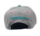 Brooklyn Nets Gray/Teal/Pink Adjustable Snapback Hat - Mitchell & Ness - 