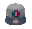 Brooklyn Nets Gray/Teal/Pink Adjustable Snapback Hat - Mitchell & Ness - 