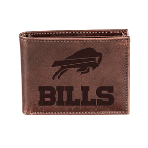 Buffalo Bills, Bi - Fold Wallet, Brown, CH, 100% Genuine Leather - EG Collective - 808412079917