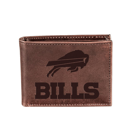 Buffalo Bills, Bi-Fold Wallet, Brown, CH, 100% Genuine Leather - EG Collective - 808412079917