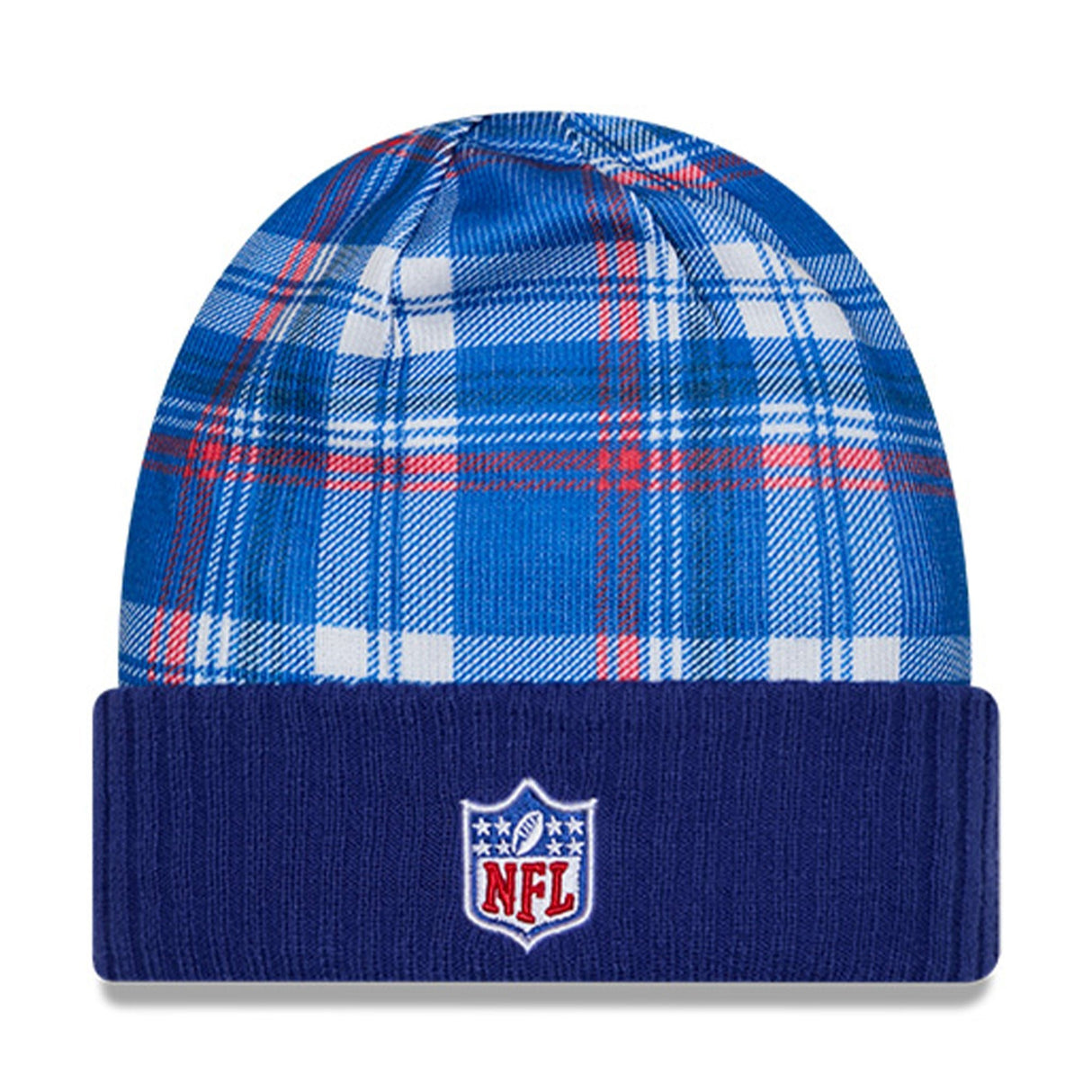 Buffalo Bills Statement Blue & Red Plaid Cuffed Knit Beanie - New Era - 237010401
