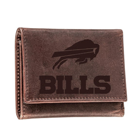 Buffalo Bills, Tri - Fold Wallet, Brown, CH, 100% Genuine Leather - EG Collective - 801946048152