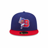 Buffalo Bisons Royal/Red Hitting Bison Fitted Hat - New Era - 