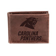 Carolina Panthers, Bi - Fold Wallet, Brown, CH, 100% Genuine Leather - EG Collective - 808412079924