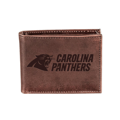 Carolina Panthers, Bi-Fold Wallet, Brown, CH, 100% Genuine Leather - EG Collective - 808412079924