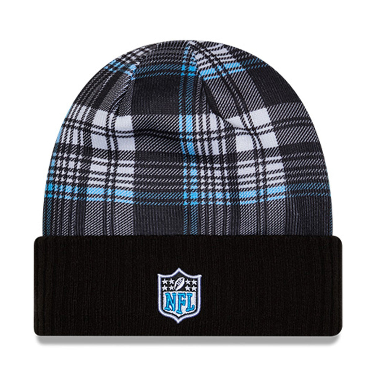 Carolina Panthers Statement Black & Blue Plaid Cuffed Knit Beanie - New Era - 237012101