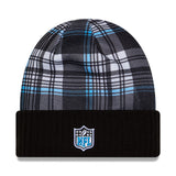 Carolina Panthers Statement Black & Blue Plaid Cuffed Knit Beanie - New Era - 237012101