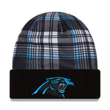 Carolina Panthers Statement Black & Blue Plaid Cuffed Knit Beanie - New Era - 237012101