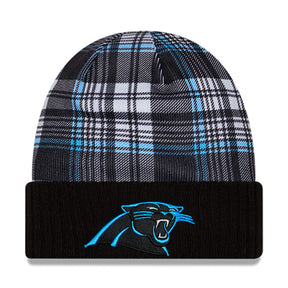 Carolina Panthers Statement Black & Blue Plaid Cuffed Knit Beanie - New Era - 237012101