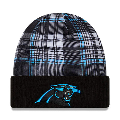 Carolina Panthers Statement Black & Blue Plaid Cuffed Knit Beanie - New Era - 237012101