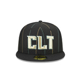 Charlotte Hornets Pin Stripe Black 59FIFTY Fitted Hat - New Era - 23180221102