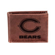 Chicago Bears, Bi - Fold Wallet, Brown, CH, 100% Genuine Leather - EG Collective - 808412079931