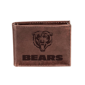 Chicago Bears, Bi-Fold Wallet, Brown, CH, 100% Genuine Leather - EG Collective - 808412079931