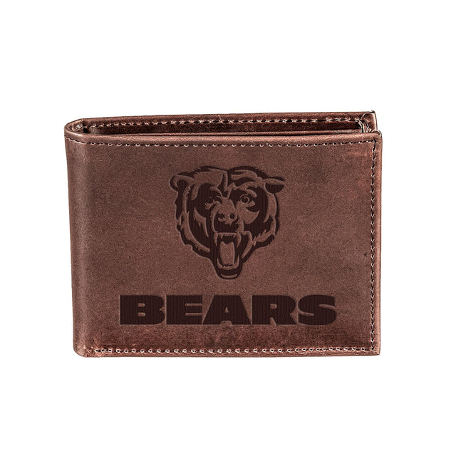 Chicago Bears, Bi-Fold Wallet, Brown, CH, 100% Genuine Leather - EG Collective - 808412079931
