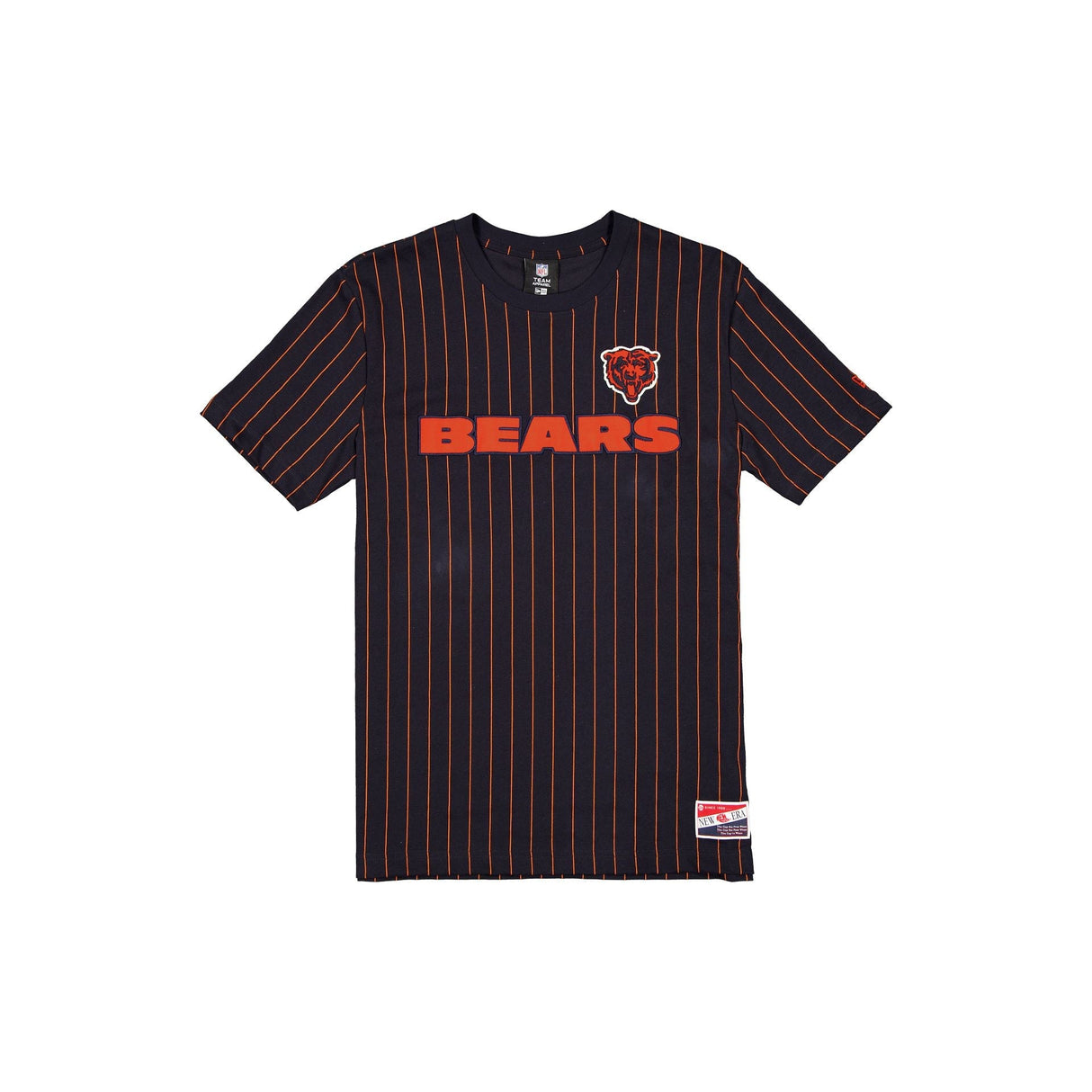 Chicago Bears Navy & Orange Pinstripe New Era Throwback T-Shirt - New Era - 