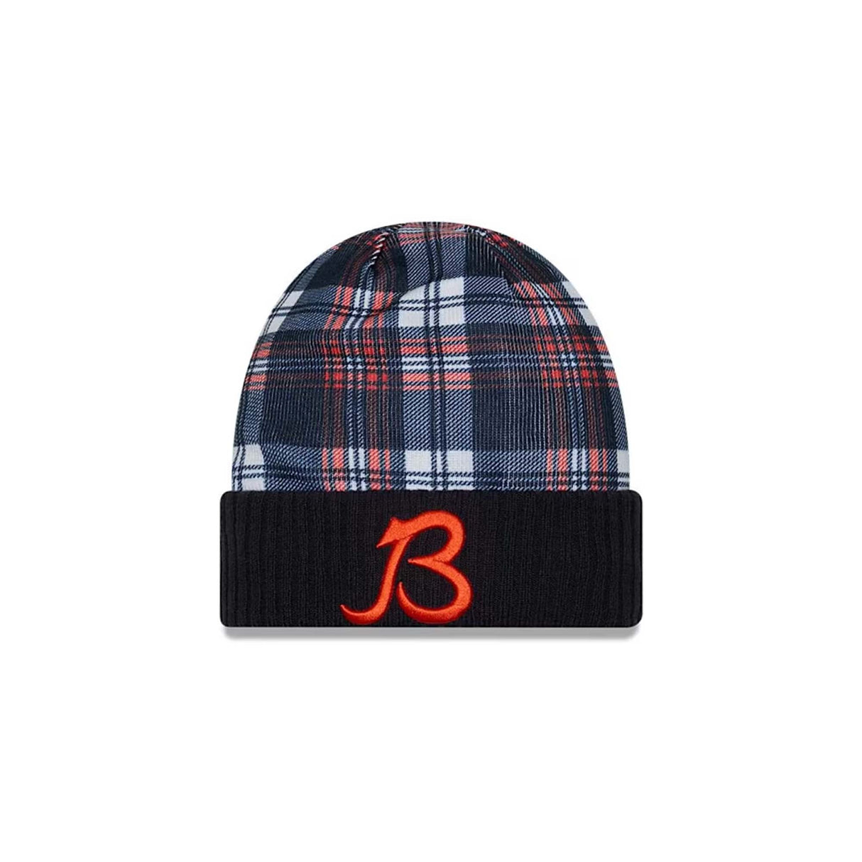 Chicago Bears Navy Plaid Statement Beanie Cuffed Knit Hat - New Era - 