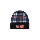 Chicago Bears Navy Plaid Statement Beanie Cuffed Knit Hat - New Era - 