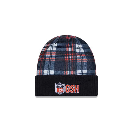 Chicago Bears Navy Plaid Statement Beanie Cuffed Knit Hat - New Era - 