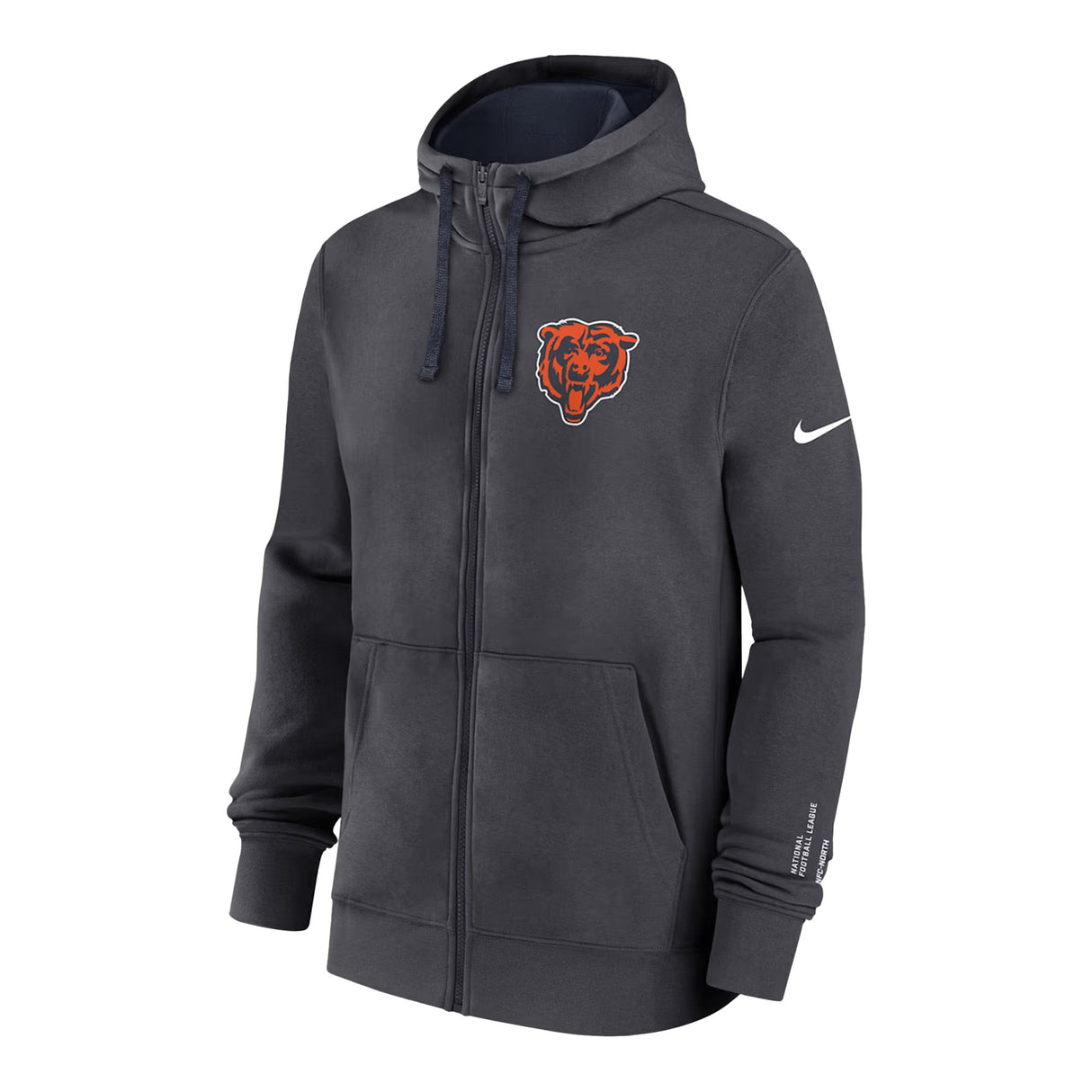 Chicago Bears Nike Anthracite Primetime Club Full - Zip Hoodie - Nike - 
