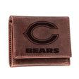 Chicago Bears, Tri - Fold Wallet, Brown, CH, 100% Genuine Leather - EG Collective - 801946048176