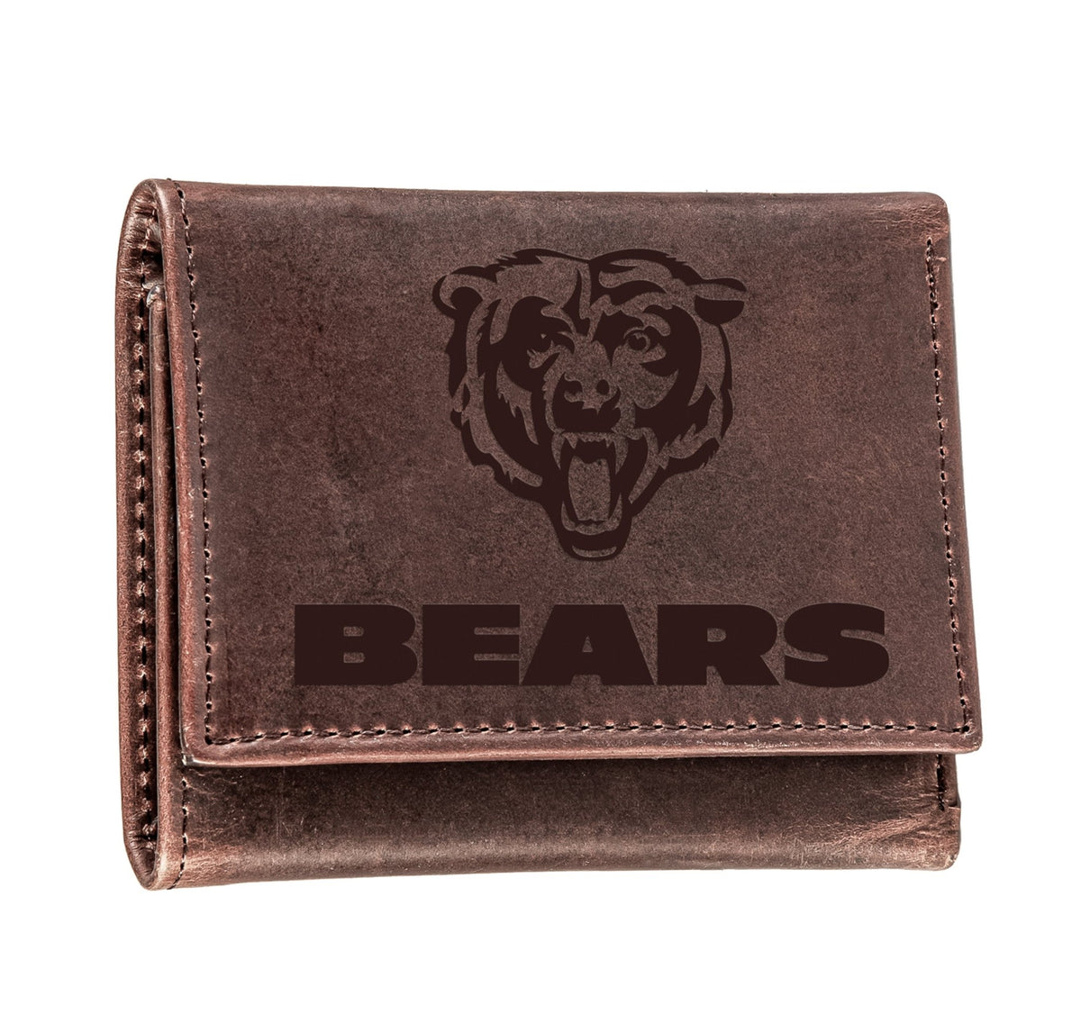 Chicago Bears, Tri-Fold Wallet, Brown, CH, 100% Genuine Leather - EG Collective - 801946048176