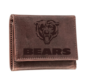 Chicago Bears, Tri-Fold Wallet, Brown, CH, 100% Genuine Leather - EG Collective - 801946048176