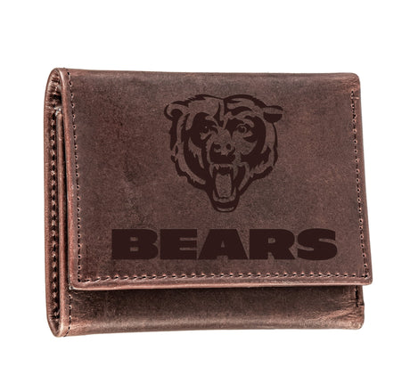 Chicago Bears, Tri-Fold Wallet, Brown, CH, 100% Genuine Leather - EG Collective - 801946048176