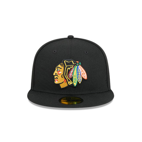 Chicago Blackhawks Team Black 59FIFTY Fitted Hat - New Era - 23500630201