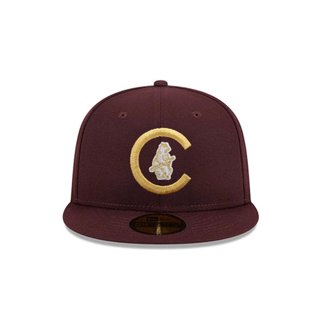 Chicago Cubs Cooperstown Collection Metallic Gold Logo Maroon 59FIFTY Fitted Hat - New Era - 23863840812